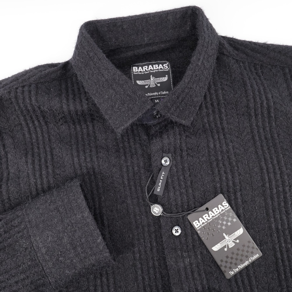 NEW Barabas Slim Fit Semi Sheer Textured Knit‎ Shirt Black Mens Medium MSPR $128